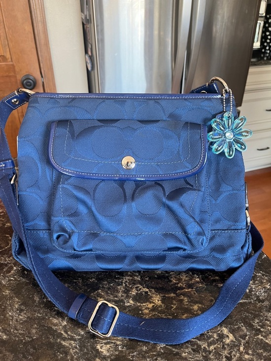 Coach Handbags - Coach Blue Signature Jacquard Crossbody Bag